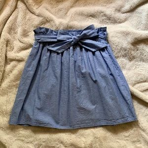 Chambray Paperbag Skirt in Blue